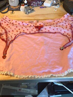 My Violet Lucky Girl Garter Skirt 5XL Pastel Pink Skirt with Heart Garter Accent
